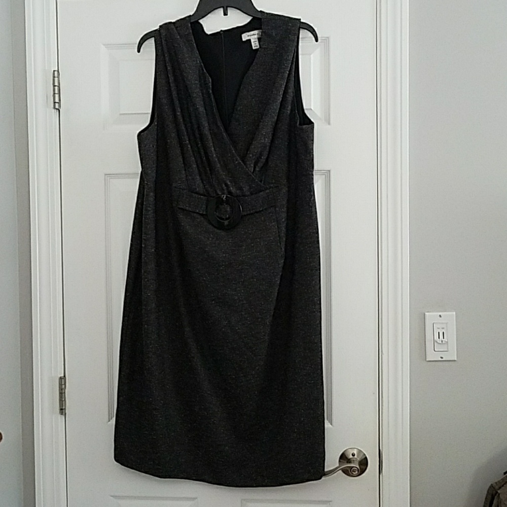 Dress Barn V Neck Sheath Dress - Dark Gray 22